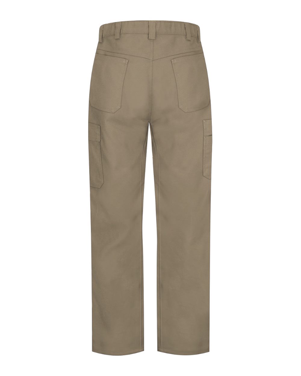 Front View of Khaki - Unhemmed Shop Pants - PT2A