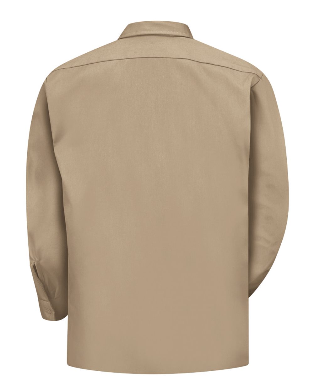 Front View of Khaki Utility Long Sleeve Work Shirt - ST52