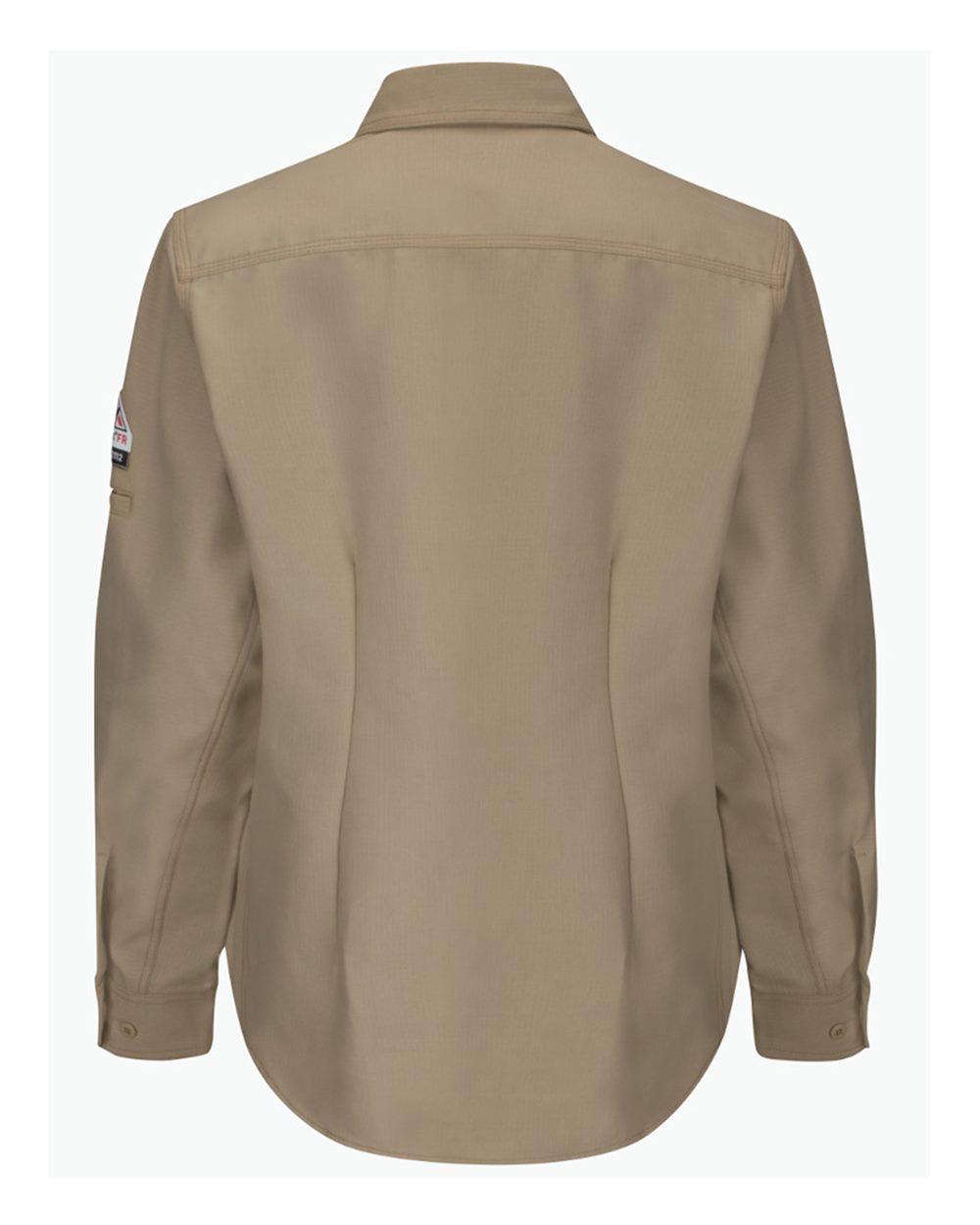Rear View of Khaki Women's iQ Series® Endurance Long Sleeve Shirt - QS41 plain