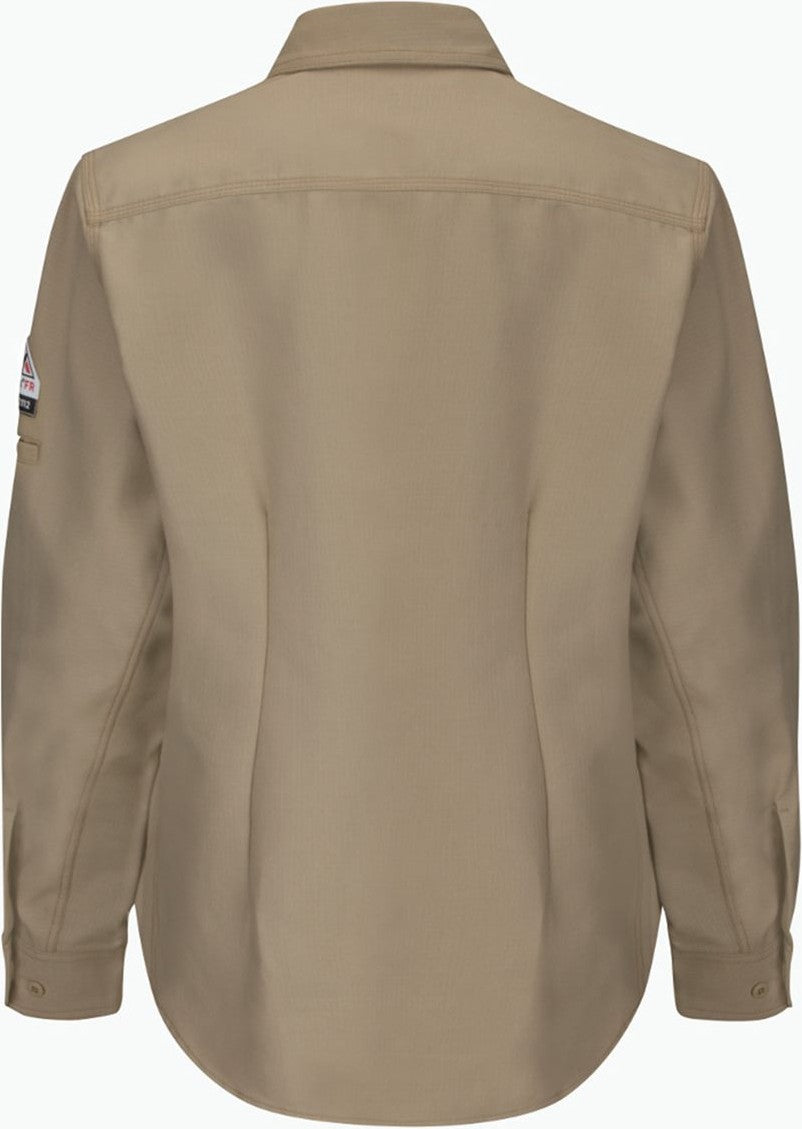 Front View of Khaki Women's iQ Series® Endurance Long Sleeve Shirt - QS41