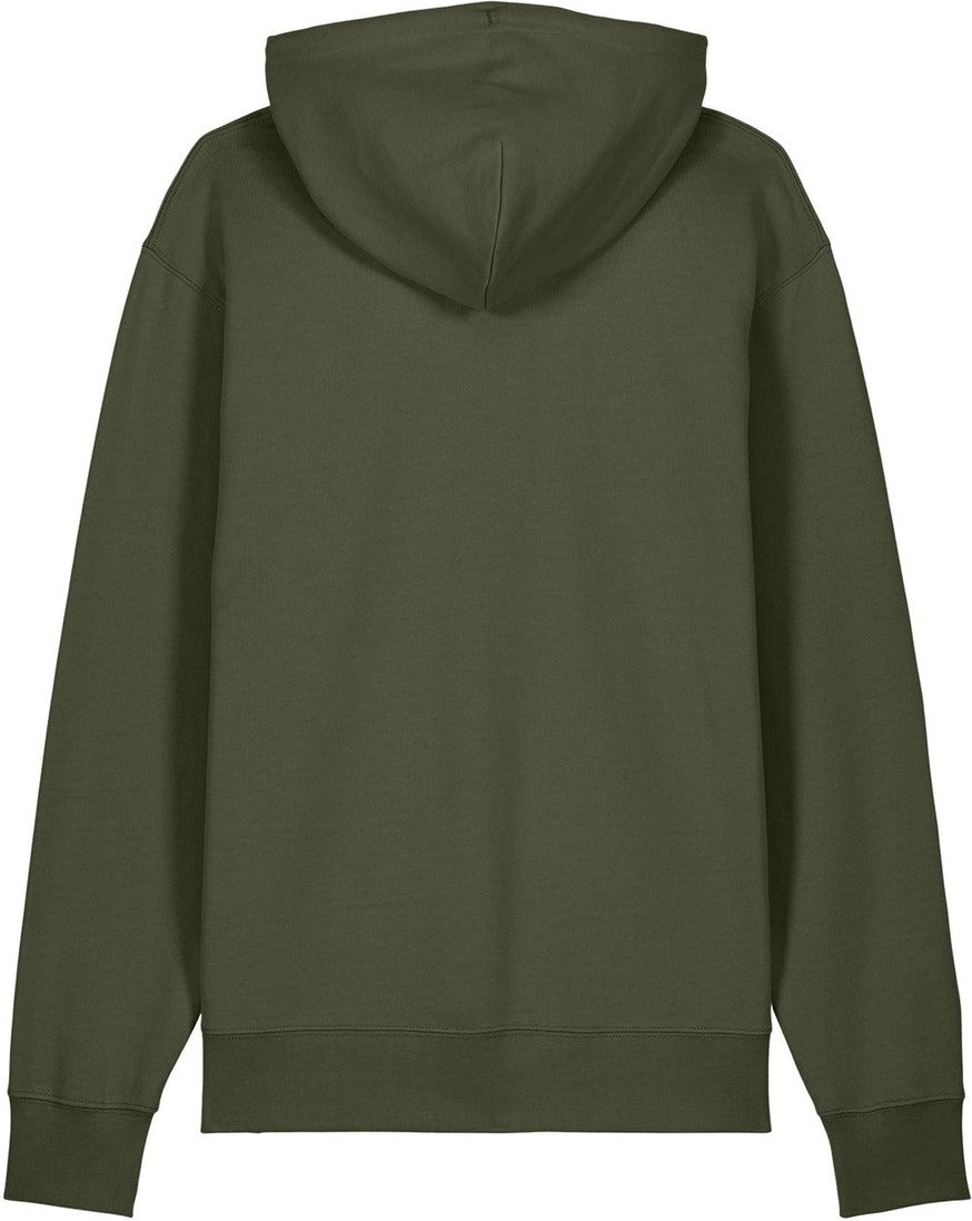 Front View of KhakiGreen Stanley/Stella Unisex Cruiser 2.0 Hooded Sweatshirt SXU003