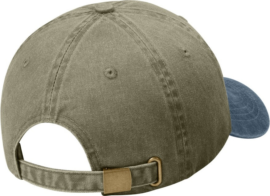 Rear View of Khaki/Navy Port Authority Two-Tone Pigment-Dyed Cap. CP83