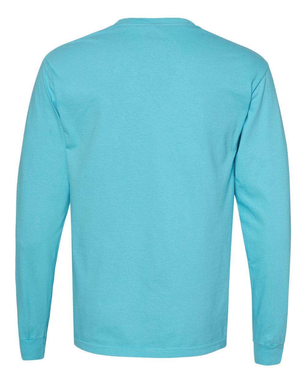 Front View of Lagoon Garment-Dyed Heavyweight Long Sleeve Pocket T-Shirt - 4410