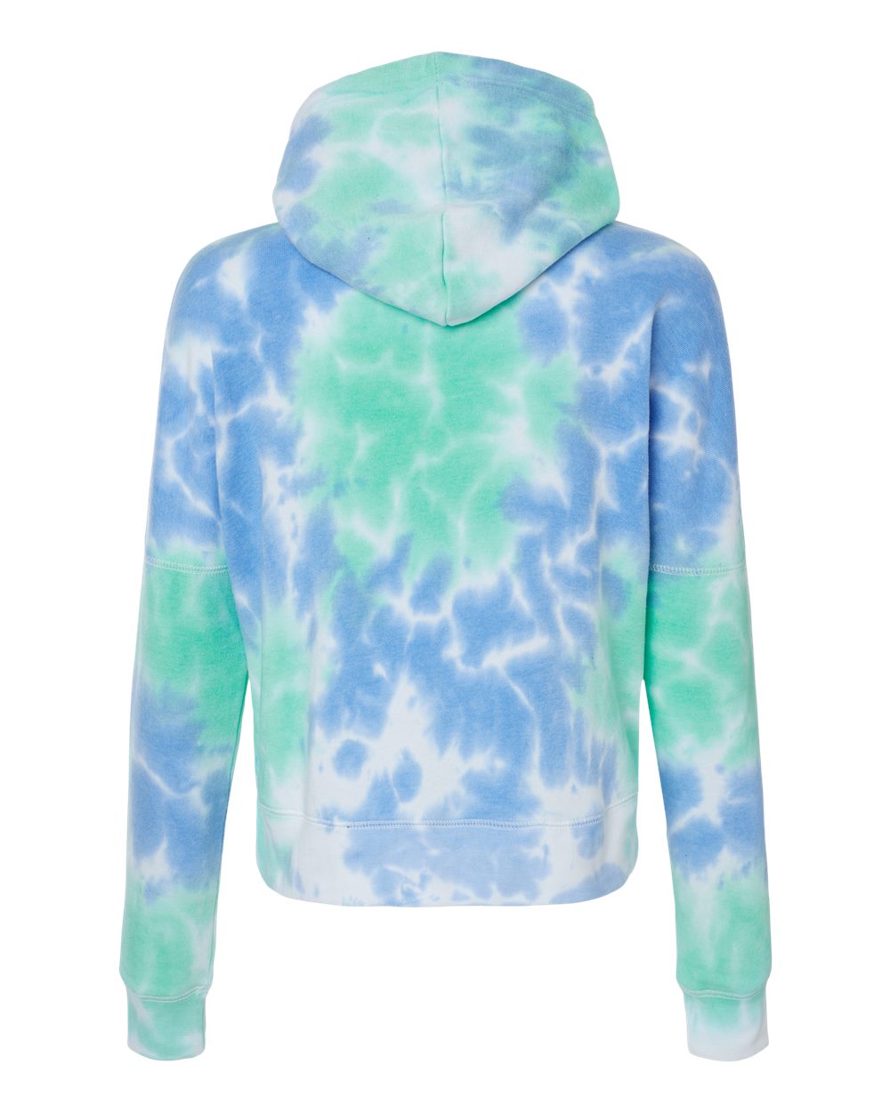 Front View of Lagoon Tie Dye Women's Crop Hooded Sweatshirt - 8853