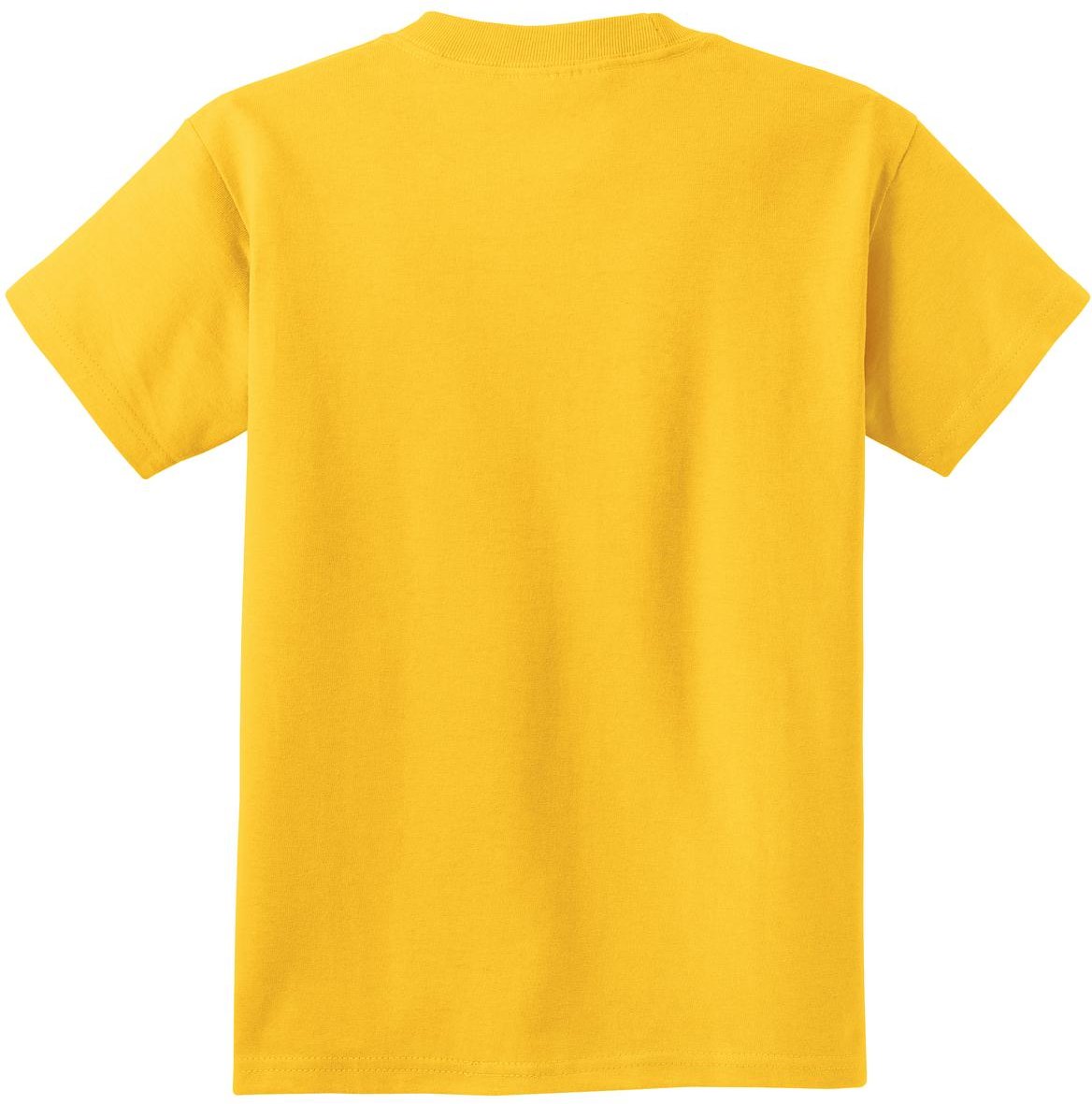 Front View of Lemon Yellow Port & Co Youth Essential Tee. PC61Y
