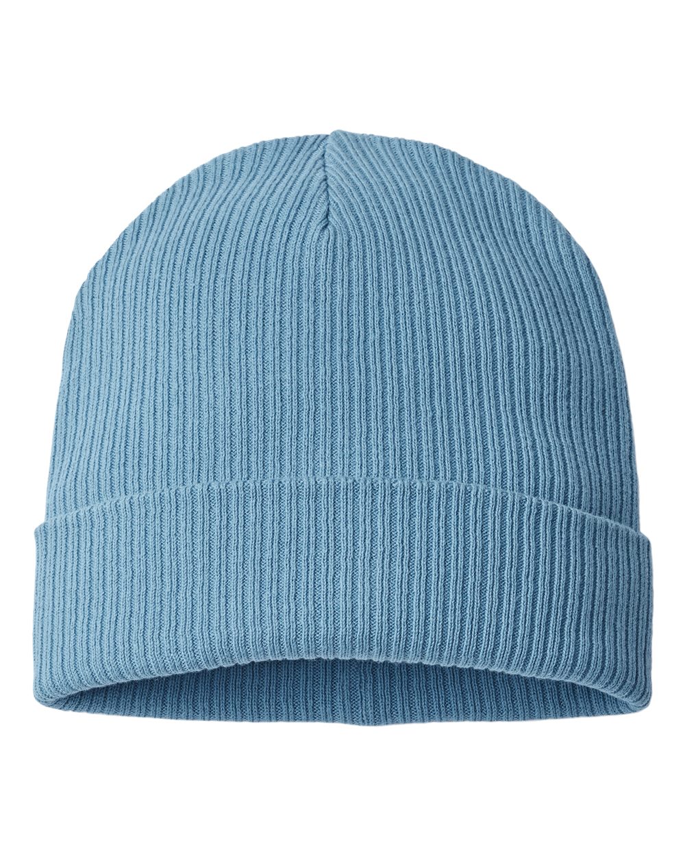 Front View of Light Avio Blue Sustainable Cuffed Beanie - NELSON