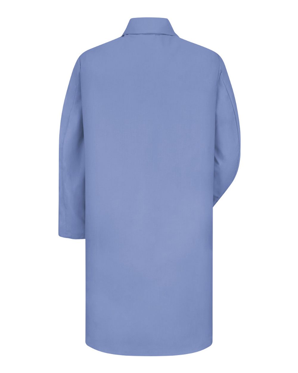 Front View of Light Blue Button Front Lab Coat - KP14