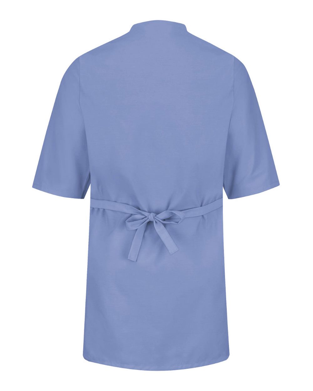 Front View of Light Blue Collarless Butcher Wrap - WP10