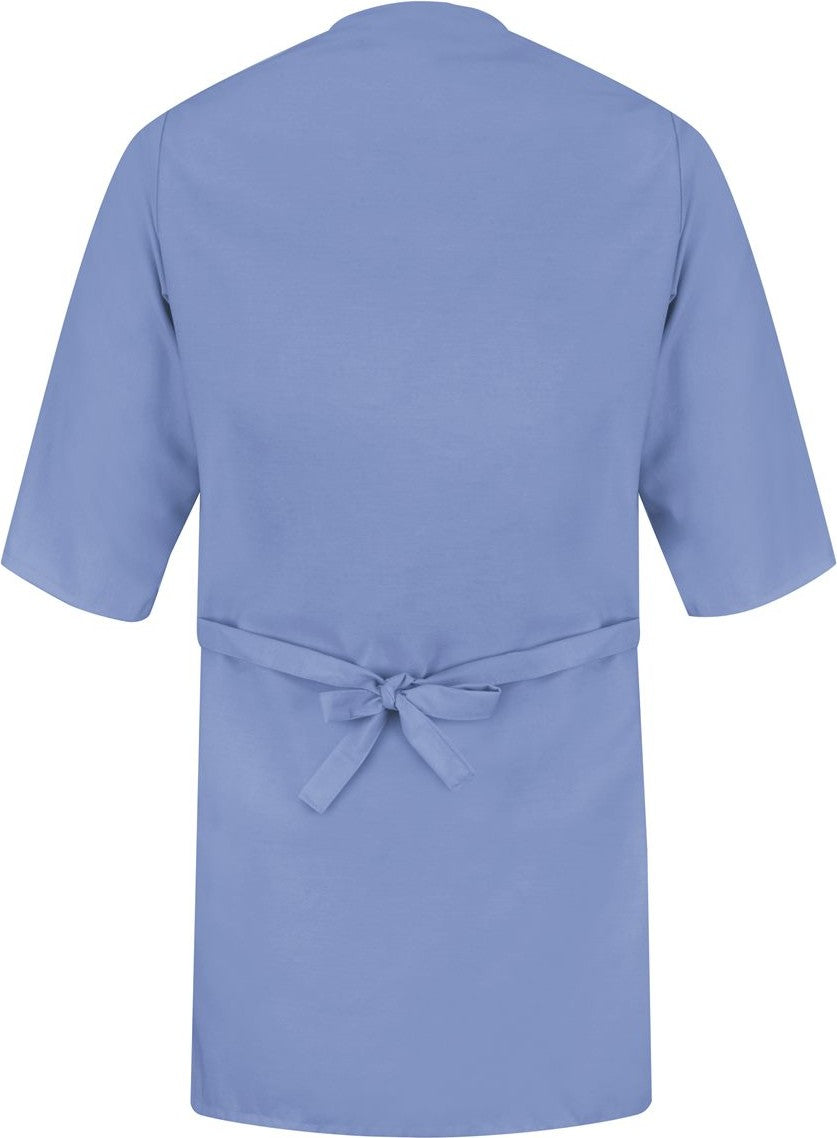 Front View of Light Blue Collarless Poplin Butcher Wrap - WP18