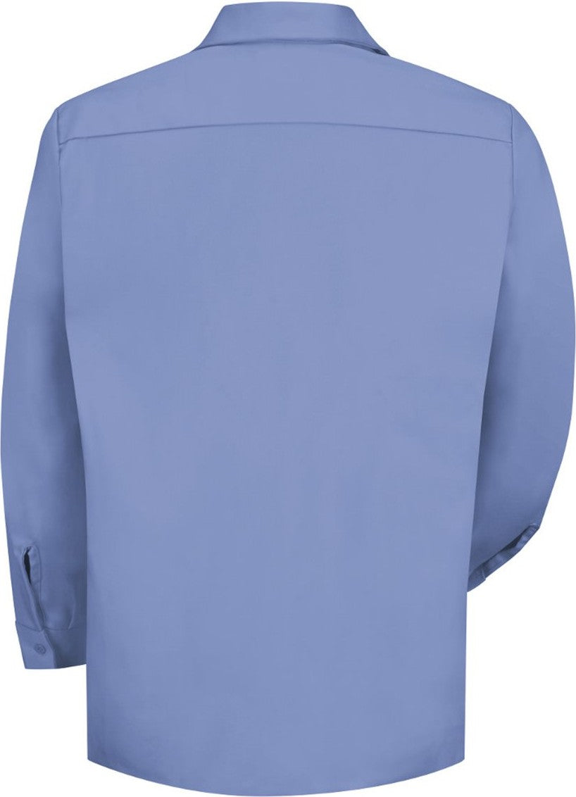 Front View of Light Blue Cotton Long Sleeve Uniform Shirt - SC30