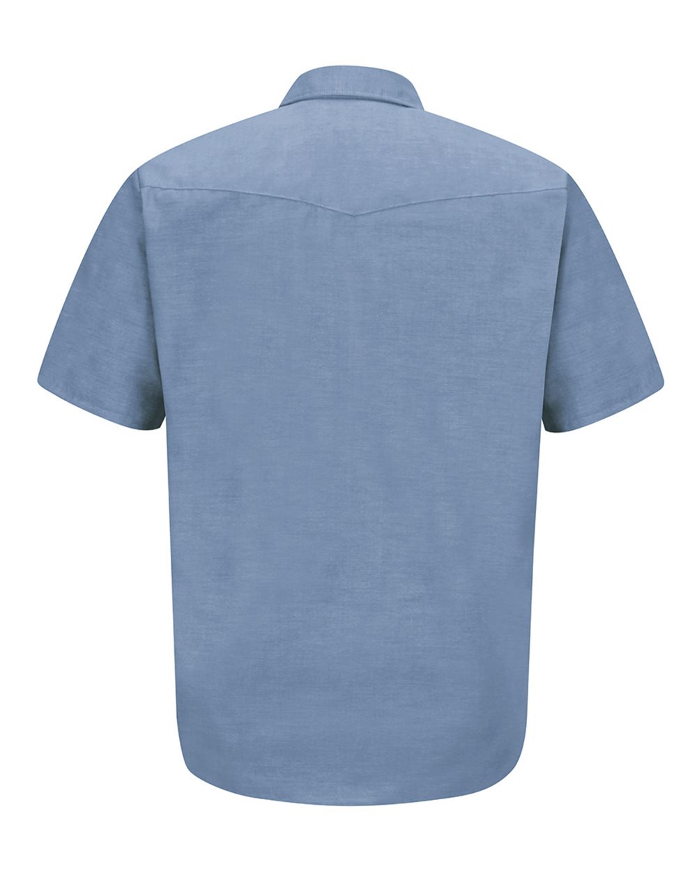 Front View of Light Blue Deluxe Western Style Short Sleeve Shirt - SC24