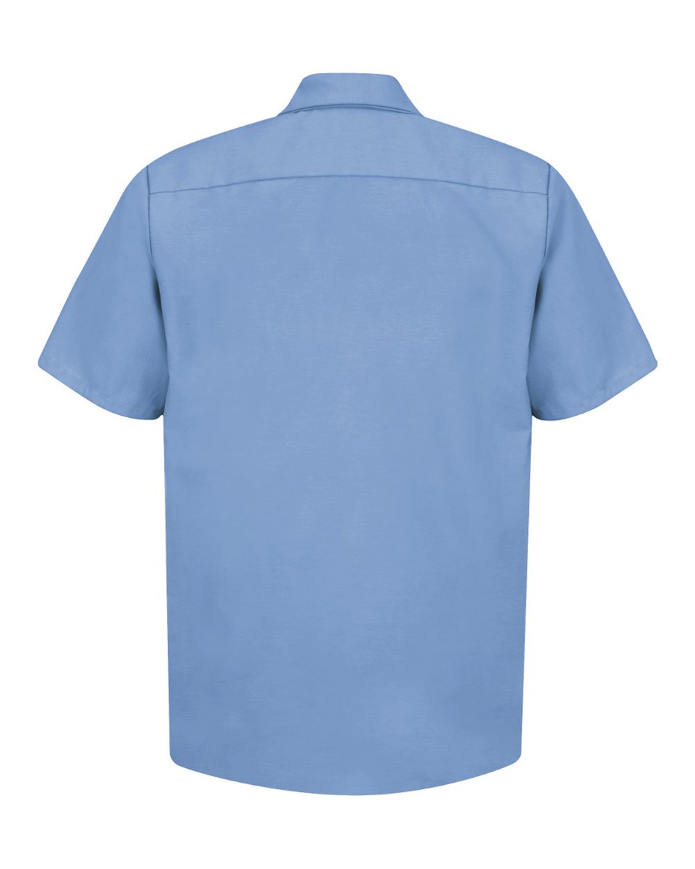 Front View of Light Blue Industrial Short Sleeve Work Shirt - SP24