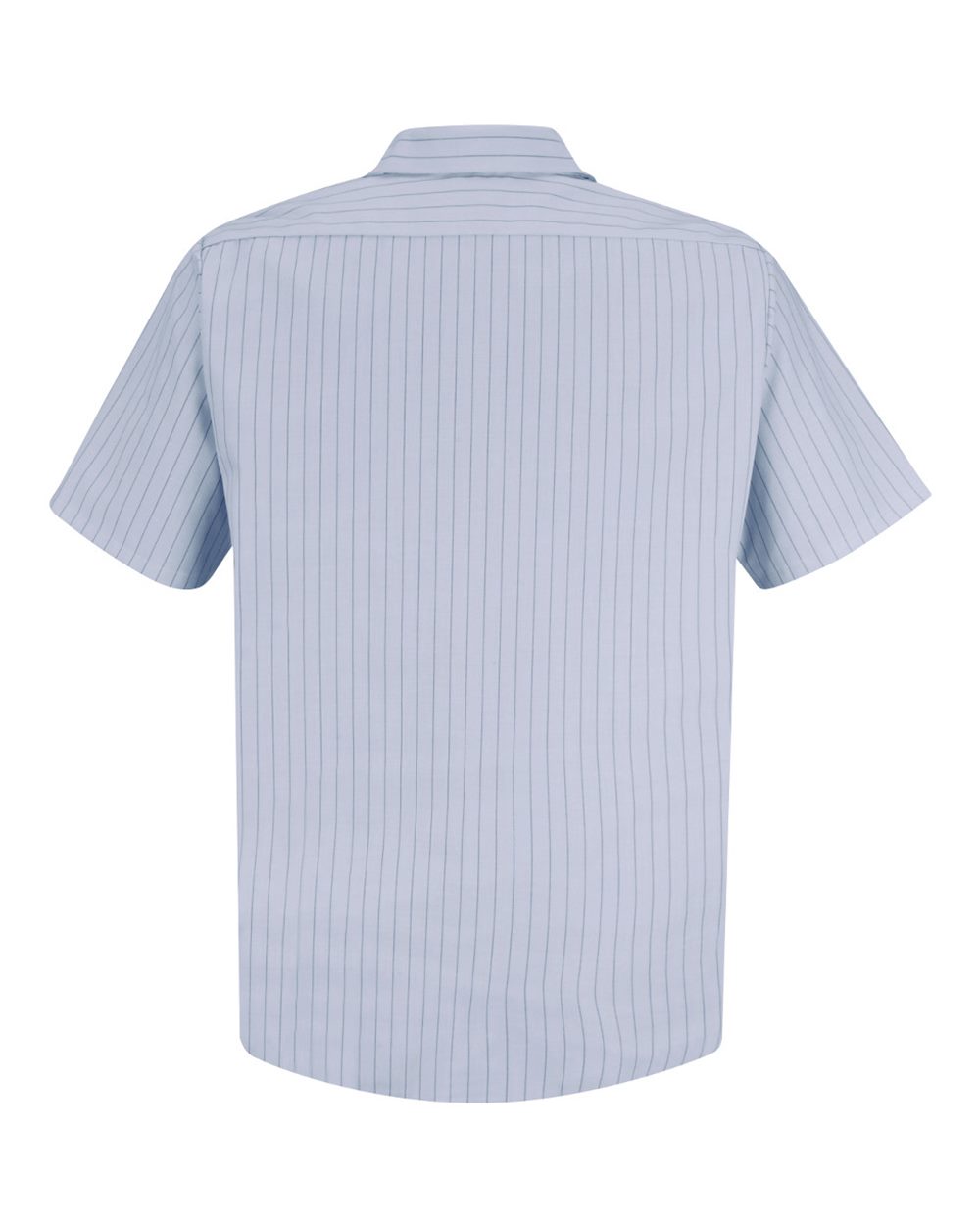 Front View of Light Blue/ Navy Stripe Premium Short Sleeve Work Shirt - Tall Sizes - SP20T