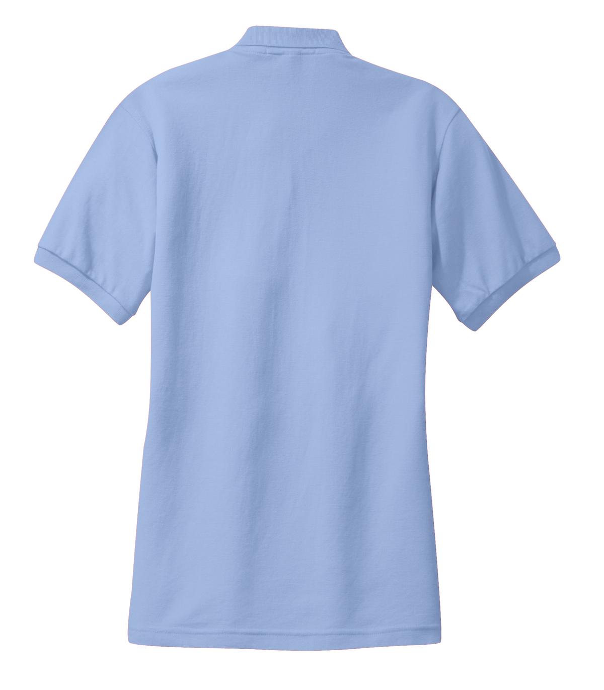 Front View of Light Blue Port Authority Women's Silk Touch Polo. L500