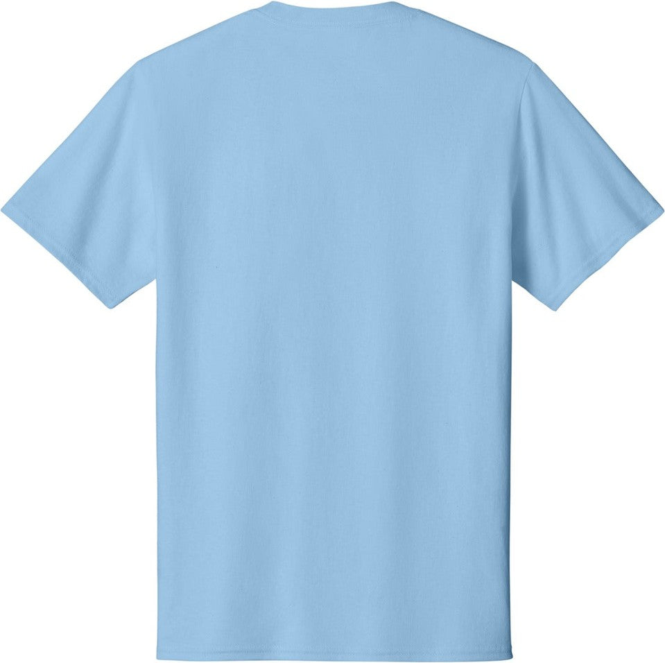 Front View of Light Blue Port & Co Core Cotton Tee. PC54