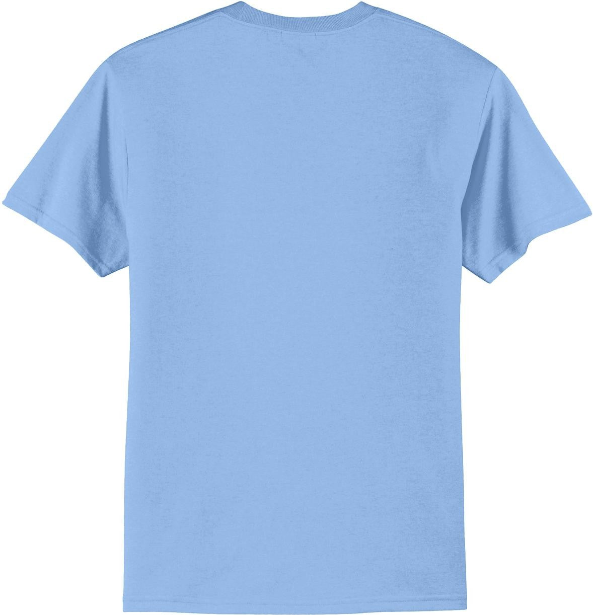 Front View of Light Blue Port & Co Tall Core Blend Tee. PC55T