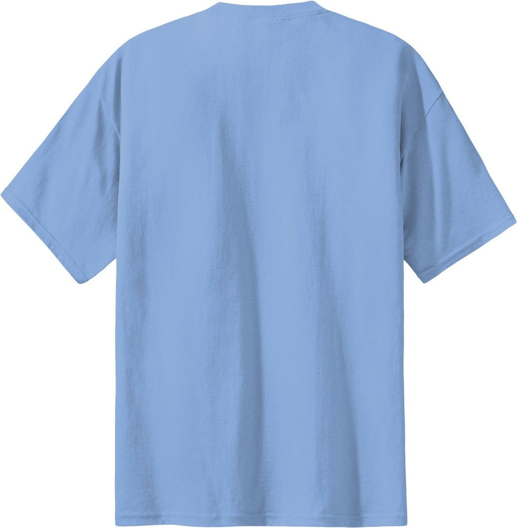Front View of Light Blue Port & Co Tall Essential Tee. PC61T