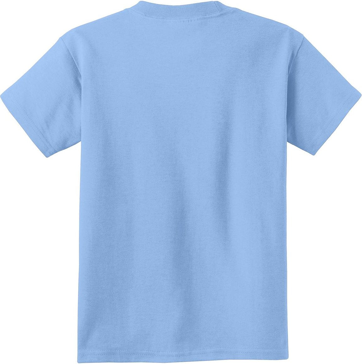 Rear View of Light Blue Port & Co Youth Core Cotton Tee. PC54Y