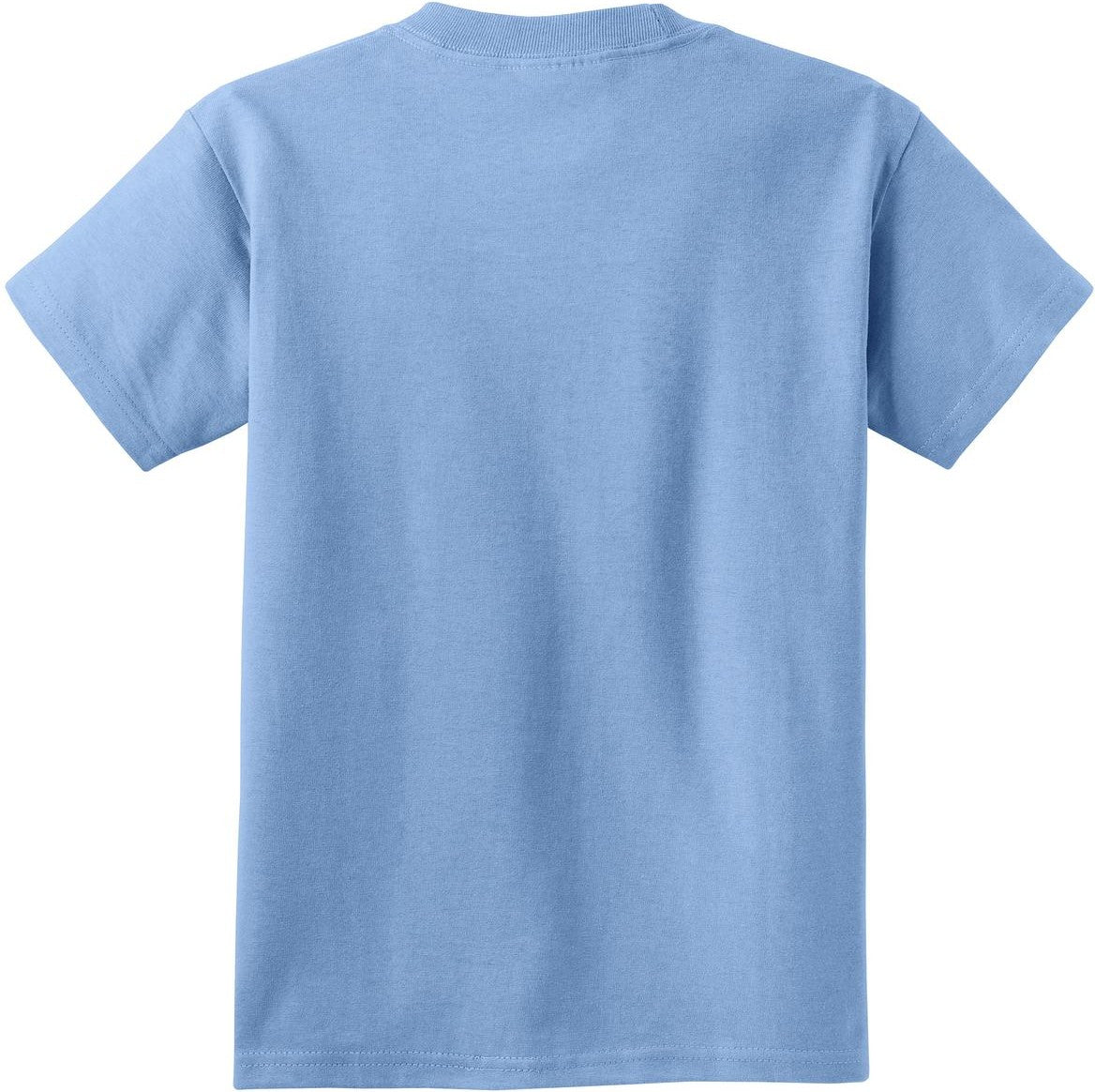 Front View of Light Blue Port & Co Youth Essential Tee. PC61Y