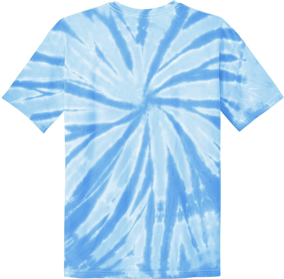 Rear View of Light Blue Port & Co Youth Tie-Dye Tee. PC147Y