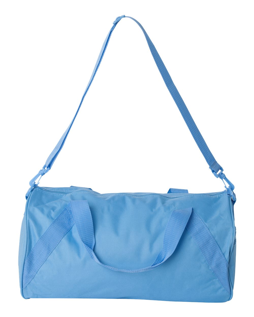 Front View of Light Blue Recycled 18” Small Duffel Bag - 8805