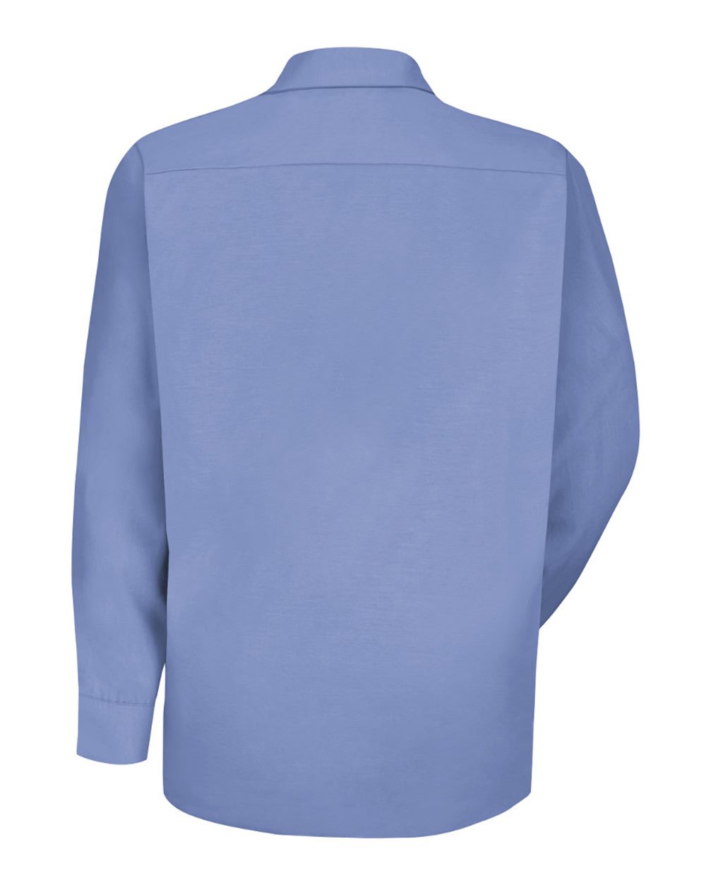 Front View of Light Blue Specialized Pocketless Long Sleeve Work Shirt - SP16