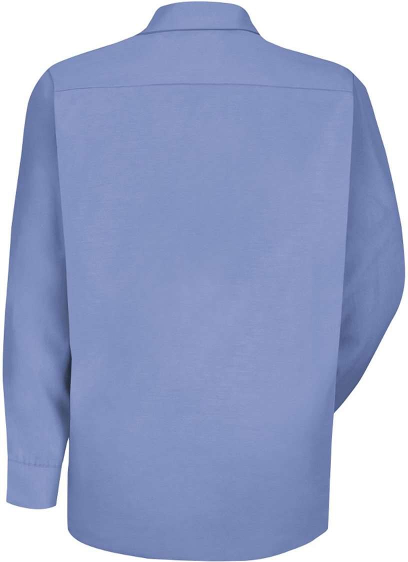 Front View of Light Blue Specialized Pocketless Long Sleeve Work Shirt - Tall Sizes - SP16T