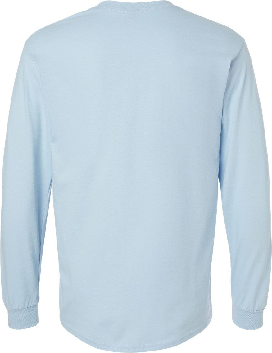 Front View of Light Blue Ultra Cotton® Long Sleeve T-Shirt - 2400