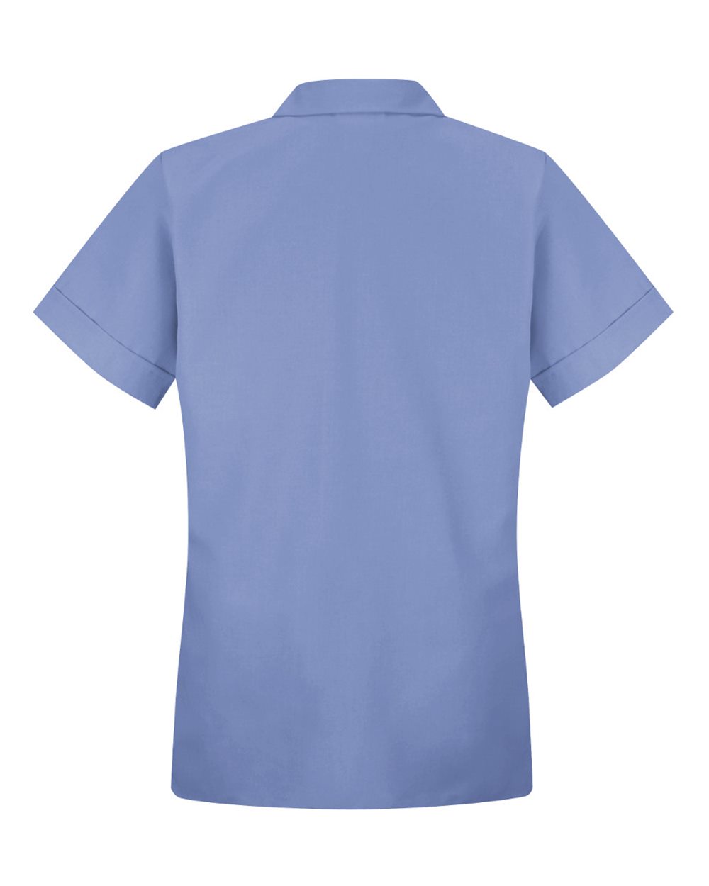 Front View of Light Blue Women's Loose Fit Short Sleeve Button Smock - TP23