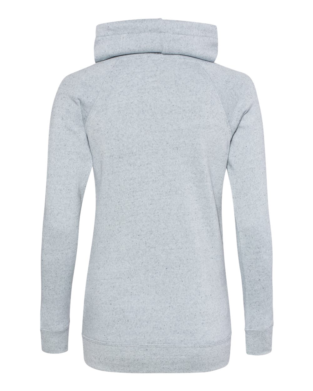 Rear View of Light Blue Women’s Space-Dyed Cowl Neck Sweatshirt - W20155 plain