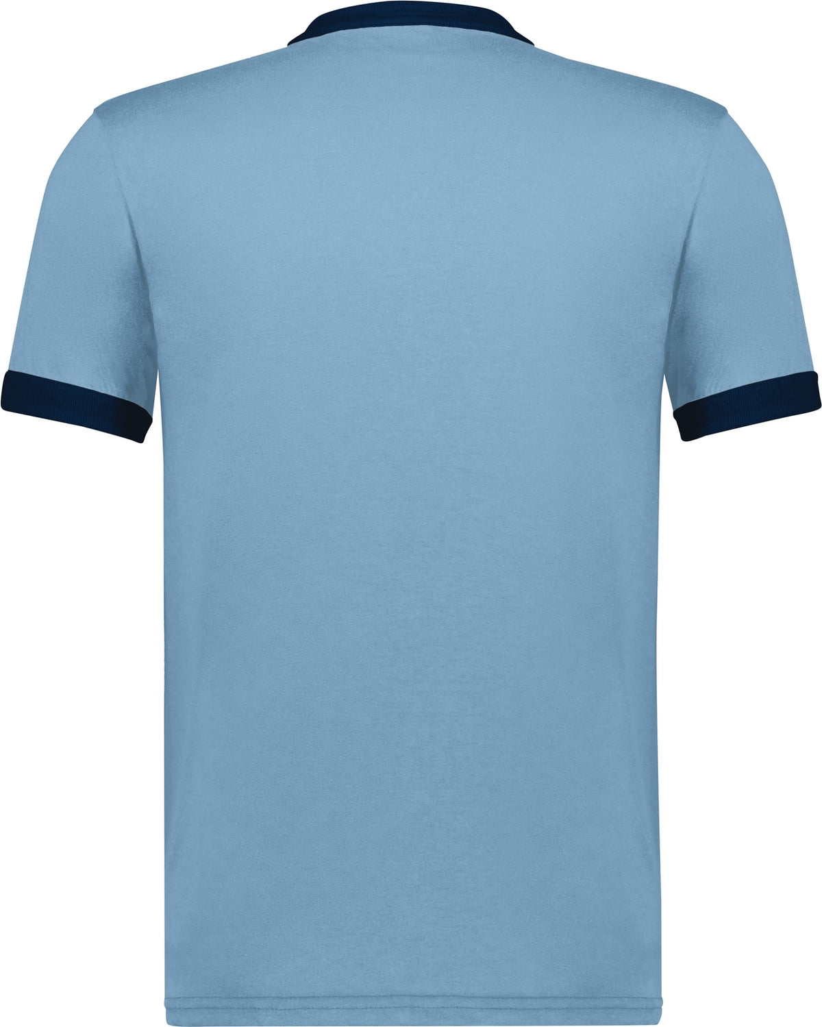 Rear View of LIGHT BLUE/NAVY ADULT RINGER T-SHIRT