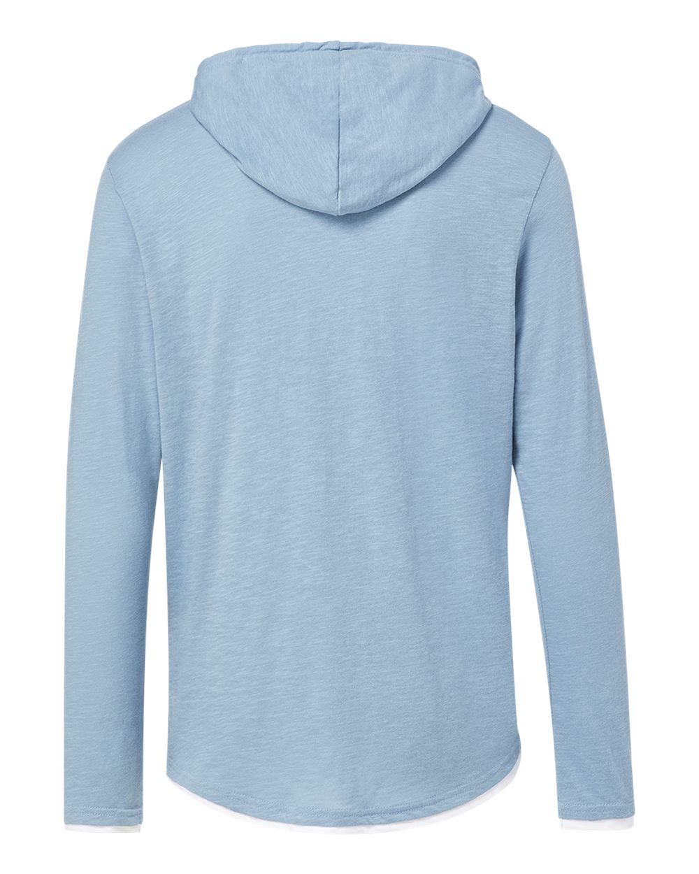 Front View of Light Denim Heather Miles Slub Hooded Long Sleeve T-Shirt - 24401