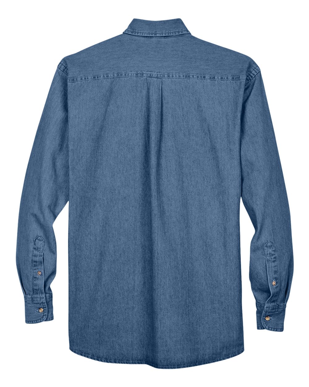 Front View of Light Denim Men's Long Sleeve Denim Shirt - M550
