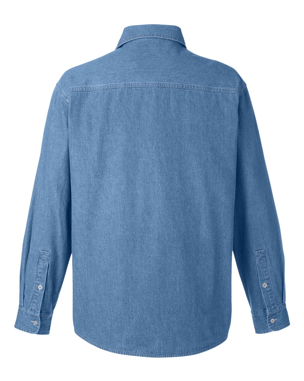 Rear View of Light Denim Unisex Denim Shirt Jacket - M540