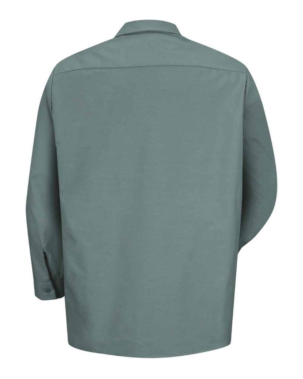 Rear View of Light Green Industrial Long Sleeve Work Shirt - SP14