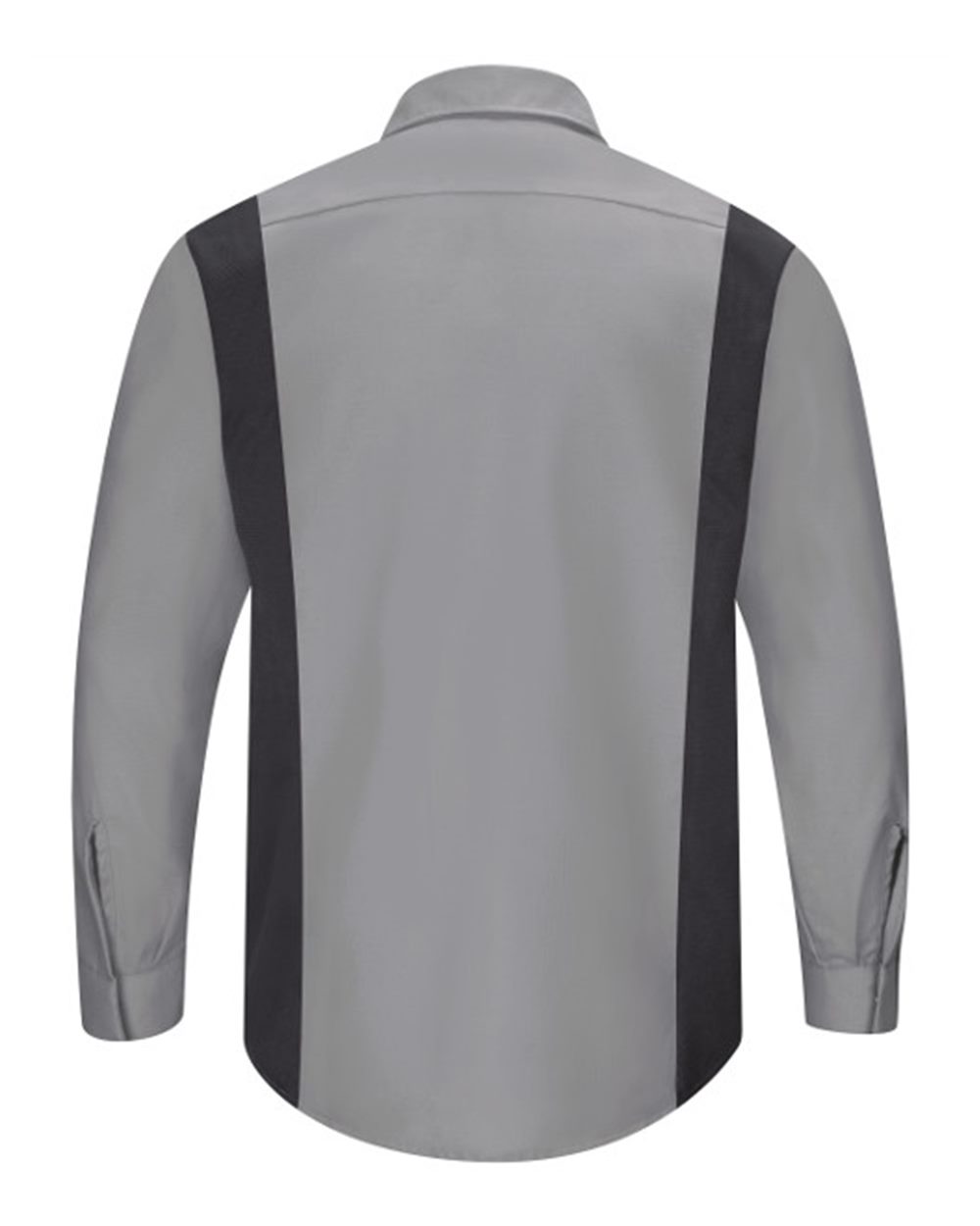 Rear View of Light Grey/ Charcoal Performance Plus Long Sleeve Shirt with OilBlok Technology - SY32