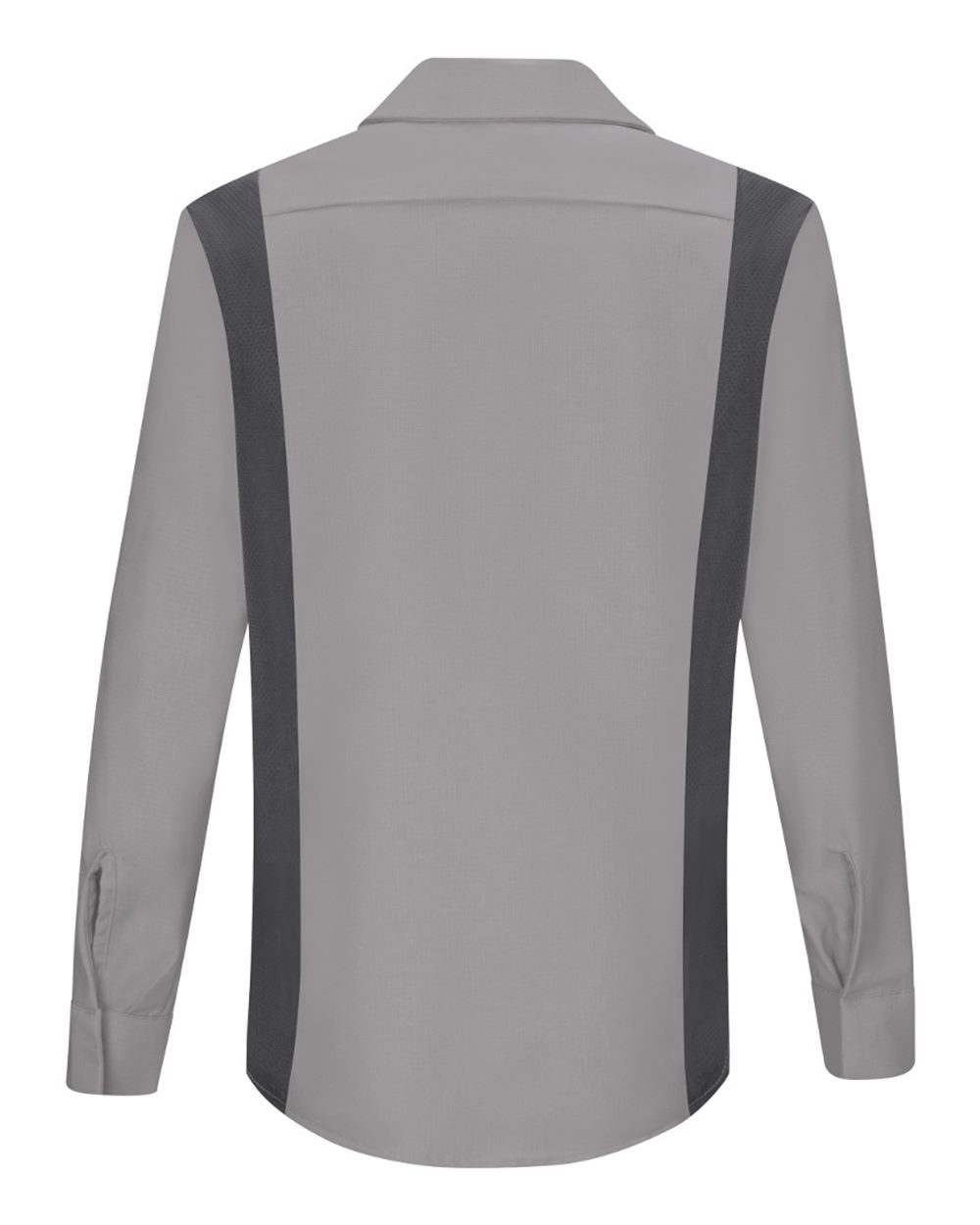 Front View of Light Grey/ Charcoal Women's Performance Plus Long Sleeve Shop Shirt with Oilblok Technology - SY31