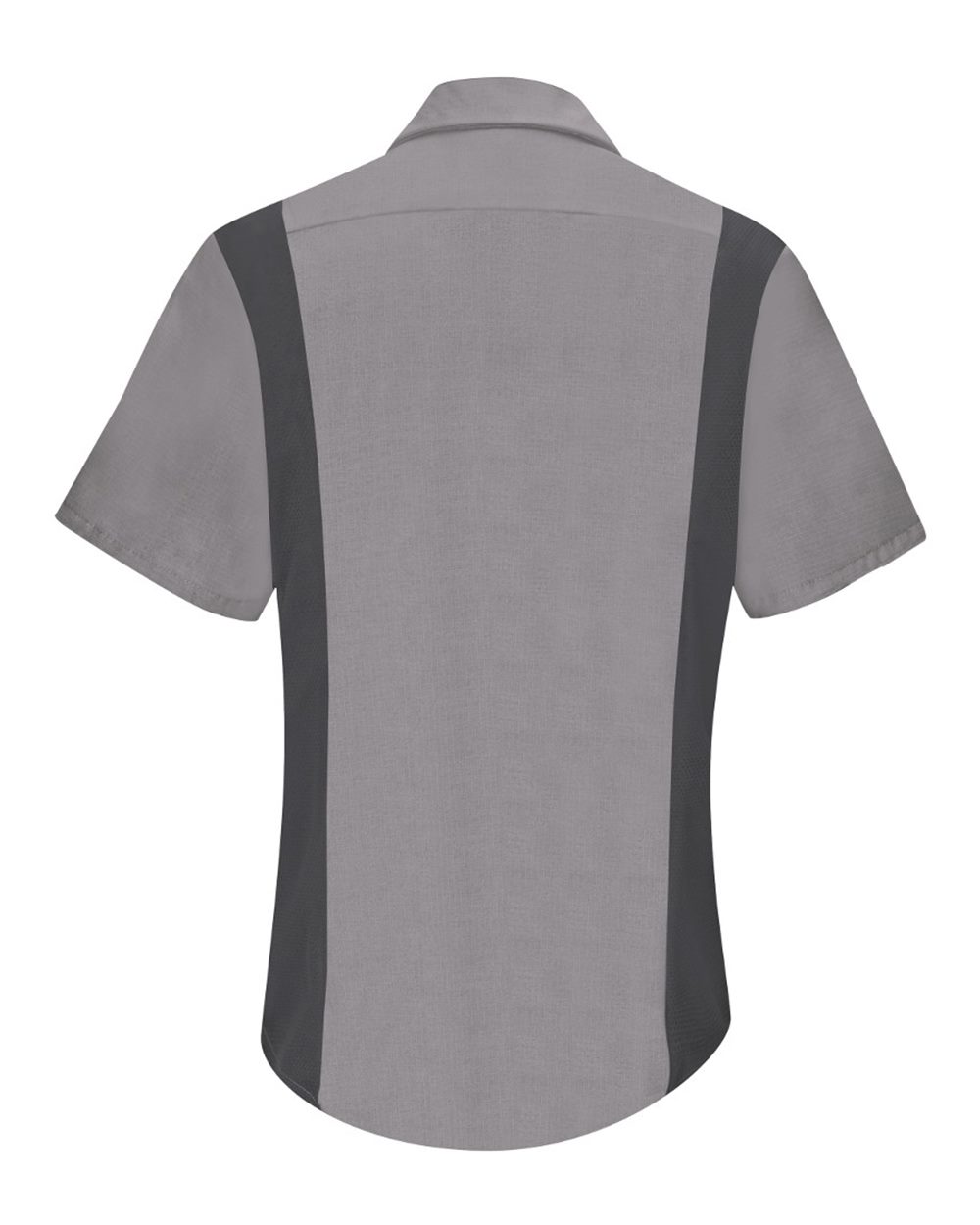 Front View of Light Grey/ Charcoal Women's Performance Plus Short Sleeve Shop Shirt with Oilblok Technology - SY41
