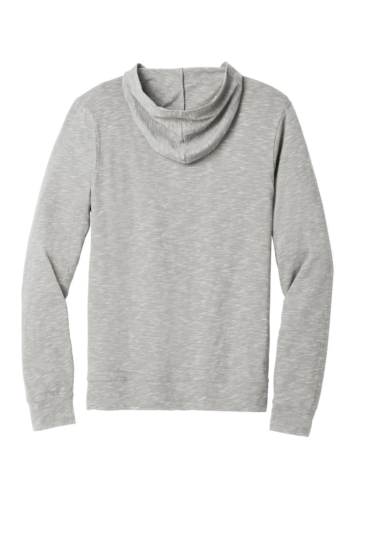 Rear View of Light Grey District Medal Full-Zip Hoodie. DT565