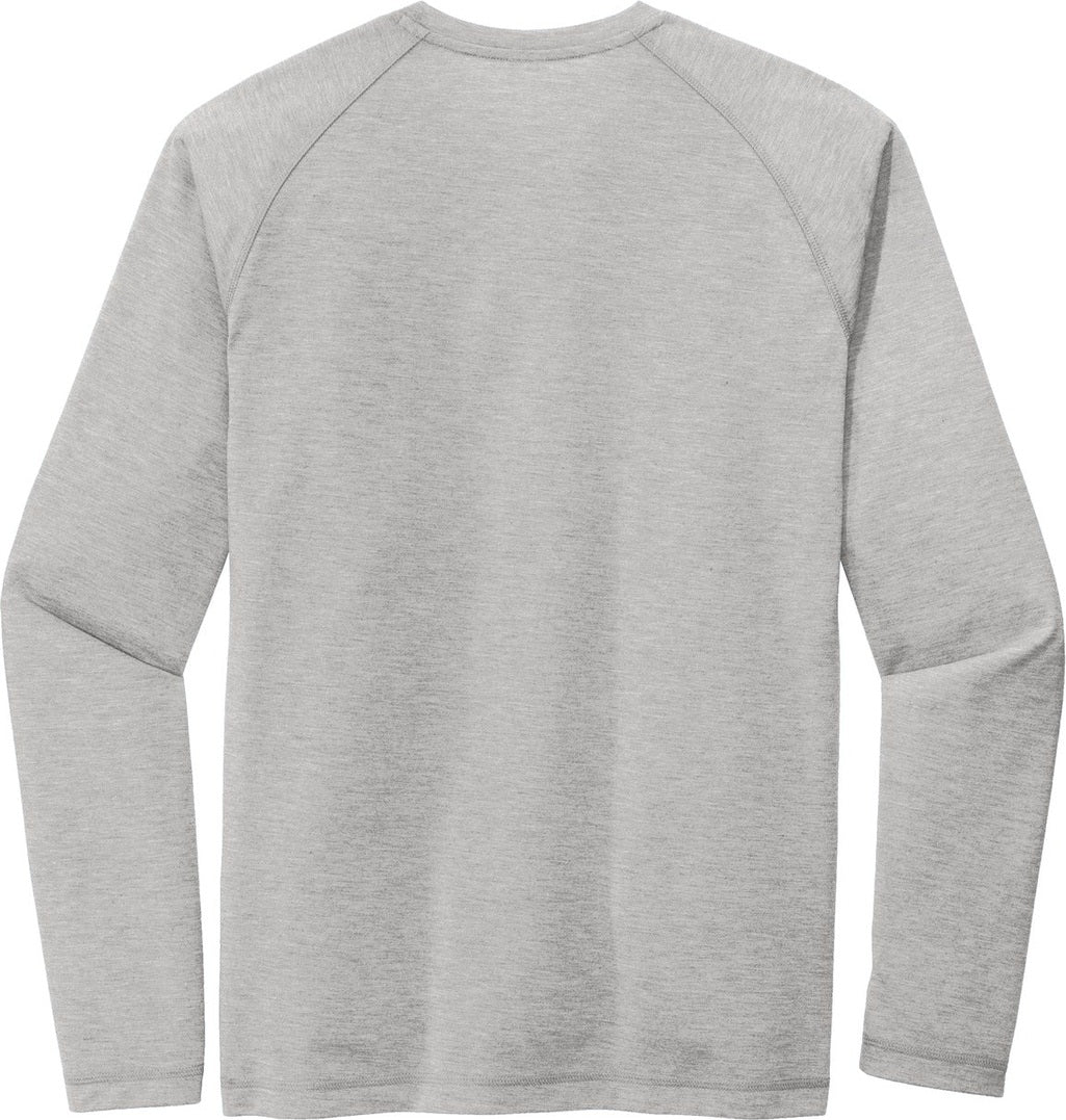 Front View of Light Grey Hth Sport-Tek PosiCharge Long Sleeve Tri-Blend Wicking Raglan Tee ST400LS