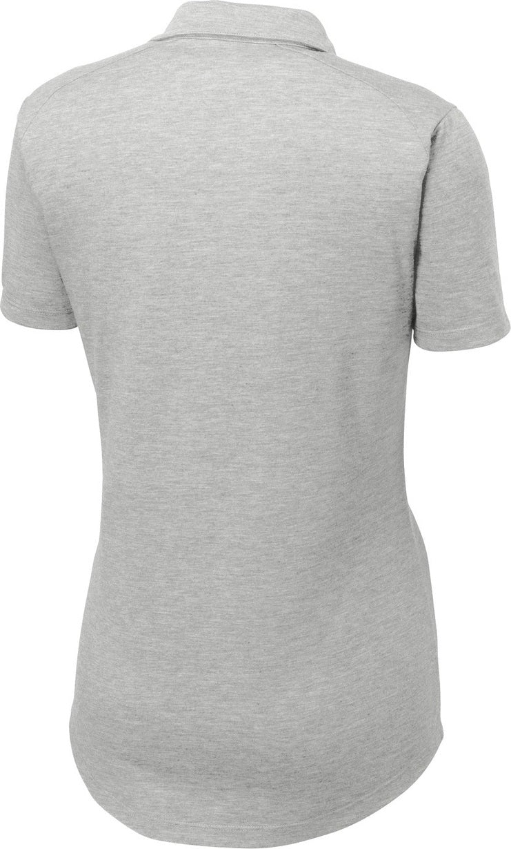 Front View of Light Grey Hth Sport-Tek Women's PosiCharge Tri-Blend Wicking Polo. LST405