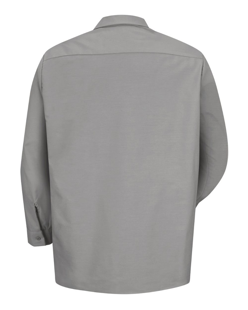 Rear View of Light Grey Industrial Long Sleeve Work Shirt - SP14