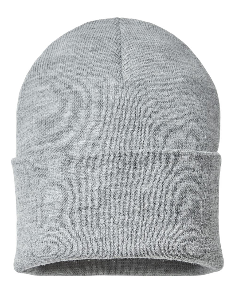 Front View of Light Grey Melange Sustainable Beanie - PURE