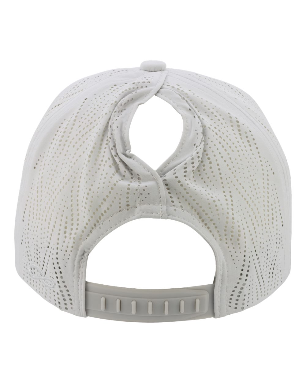 Rear View of Light Grey/ Snow Leopard Women's Perforated Performance Cap - GABY