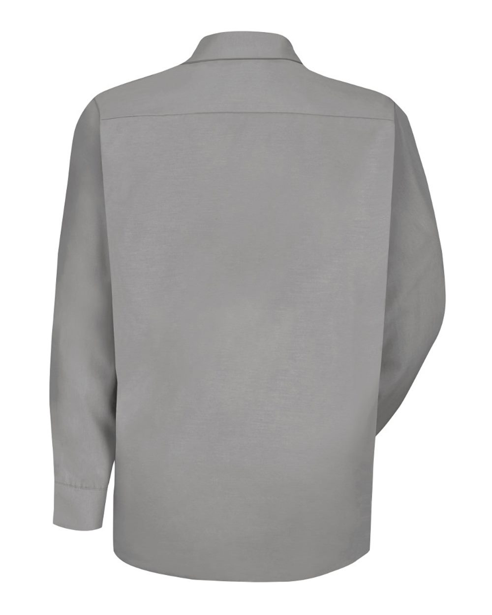 Rear View of Light Grey Specialized Pocketless Long Sleeve Work Shirt - SP16