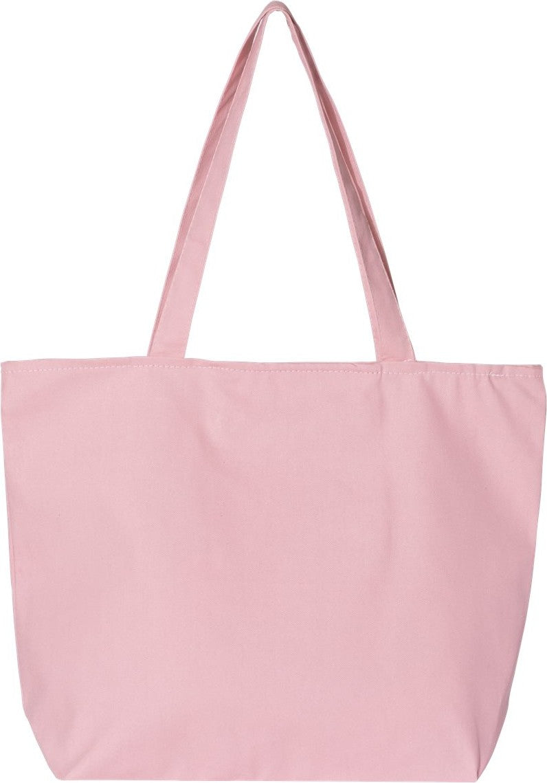 Front View of Light Pink 25L Zippered Tote - Q611