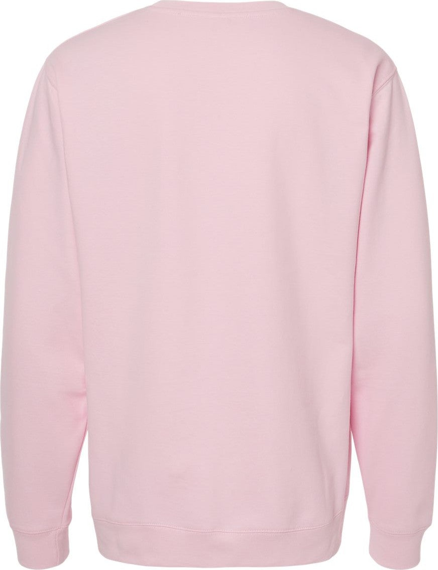 Front View of Light Pink Midweight Crewneck Sweatshirt - SS3000
