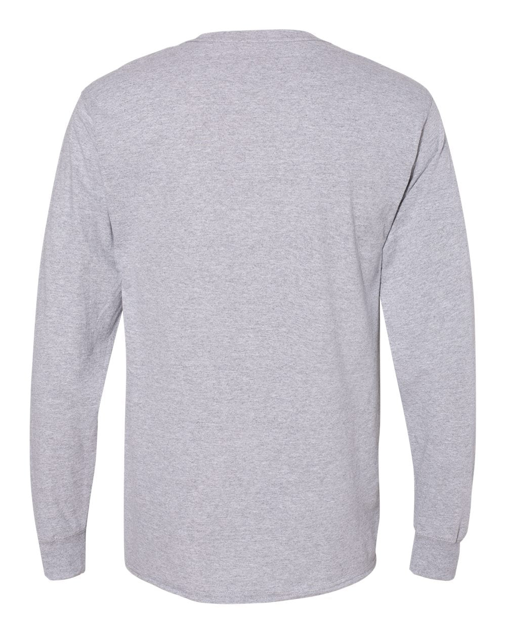 Front View of Light Steel Workwear Long Sleeve Pocket T-Shirt - W120