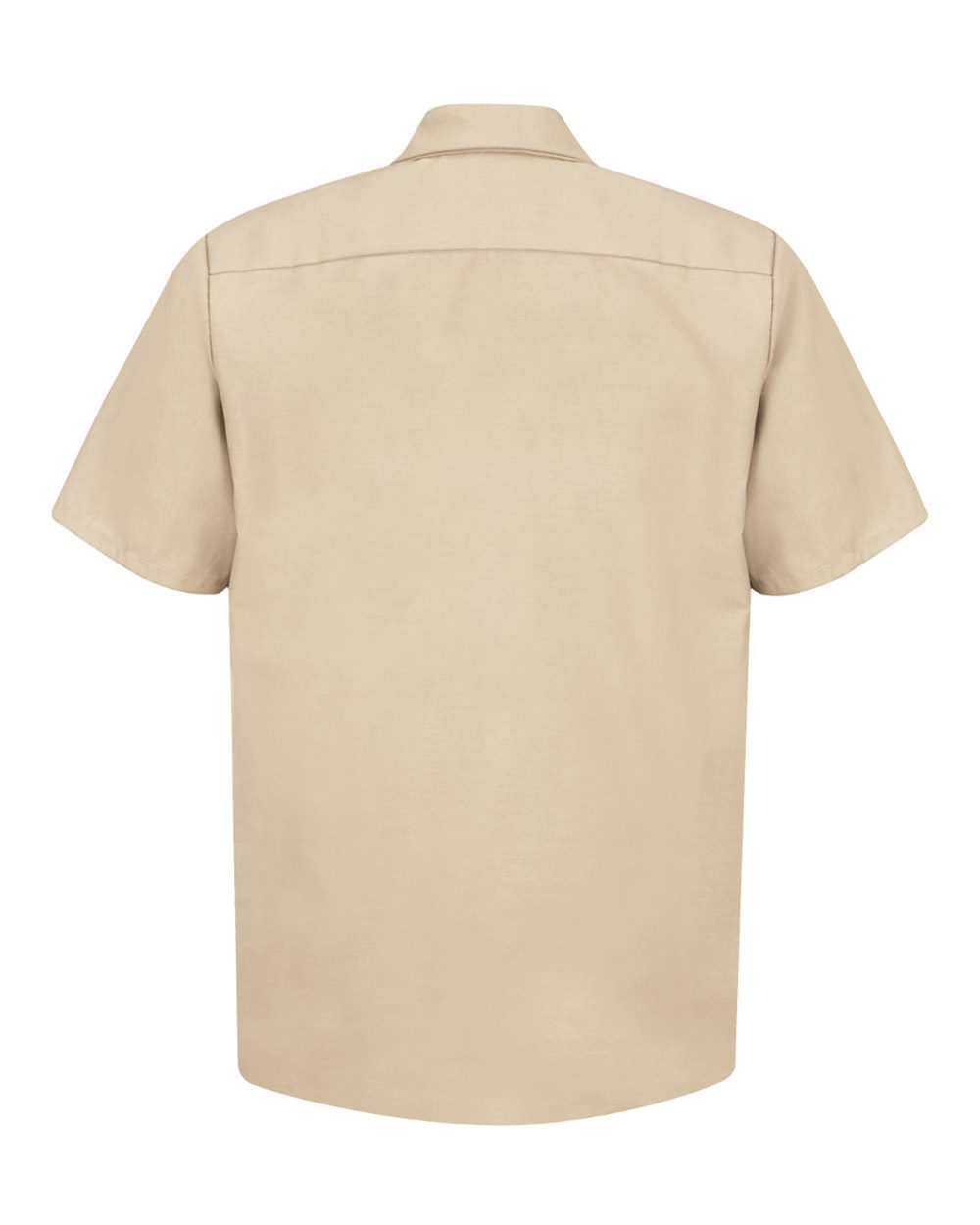 Rear View of Light Tan Industrial Short Sleeve Work Shirt - SP24