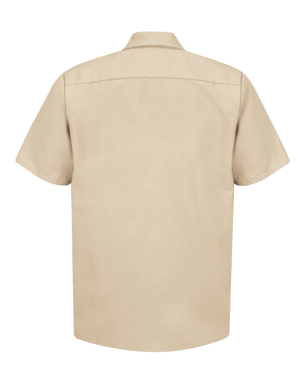 Front View of Light Tan Industrial Short Sleeve Work Shirt - Tall Sizes - SP24T